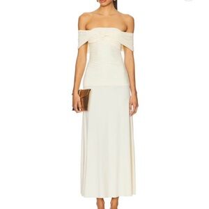 Chic Cream Off-Shoulder Maxi Dress
